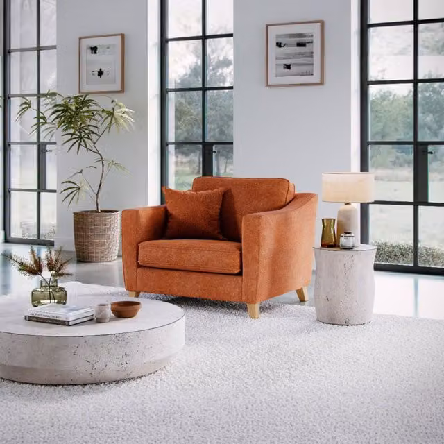 The Great Sofa Company Jackson Chenille Snuggle Chair in Orange – 1