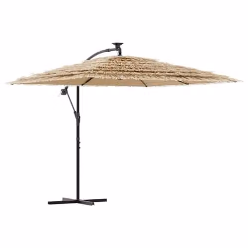 vidaXL Garden Parasol with Steel Pole and Polyester Canopy, Brown, W/D/H: 290 x 290 x 238 cm – 1