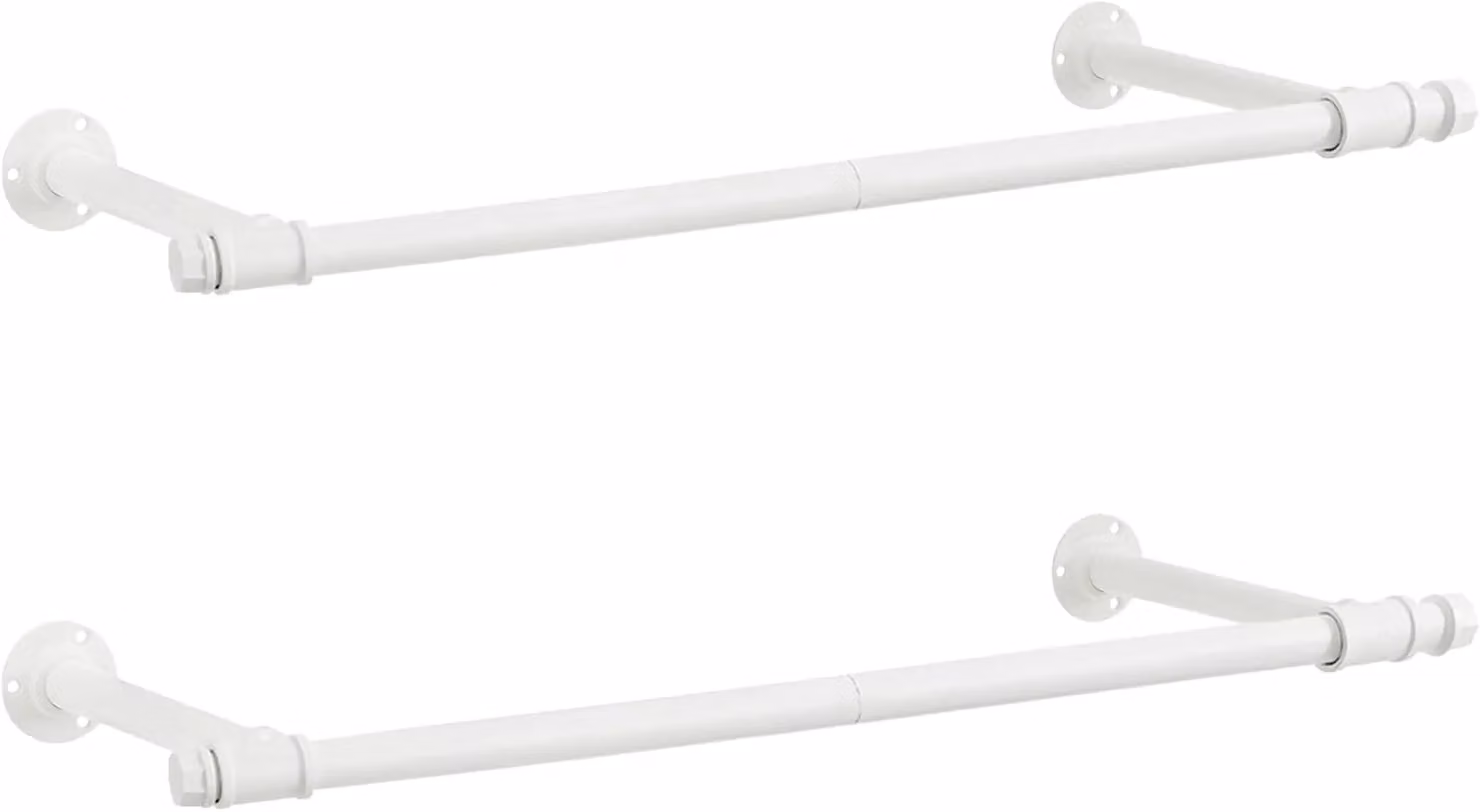 SONGMICS Set of 2 Industrial Wall Mounted Metal Clothes Rails in Matt White – 2