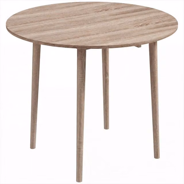 ERGOVEXA Round Folding Dining Table for 4, Brown Wood Butterfly Drop Leaf Design