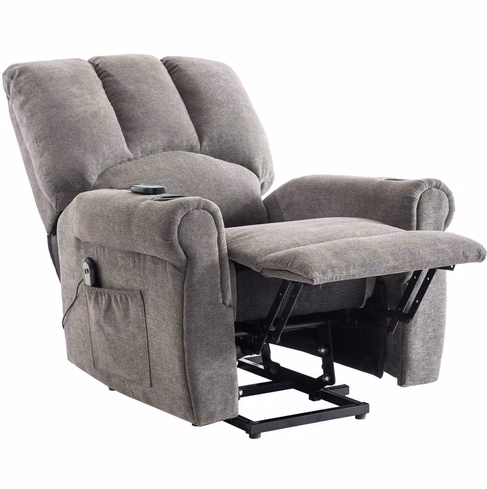 STILVORA Electric Lift Recliner Chair with Heat and Massage in Grey Fabric – 4