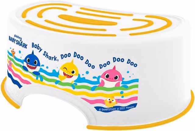 Baby Shark Plastic Step Stool in Yellow and White