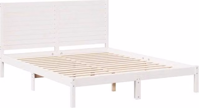 Berkfield Home Extra Long Decorative Solid Wood Bed Frame in White W/D/H: 140 x 215.5 x 100 cm – 1