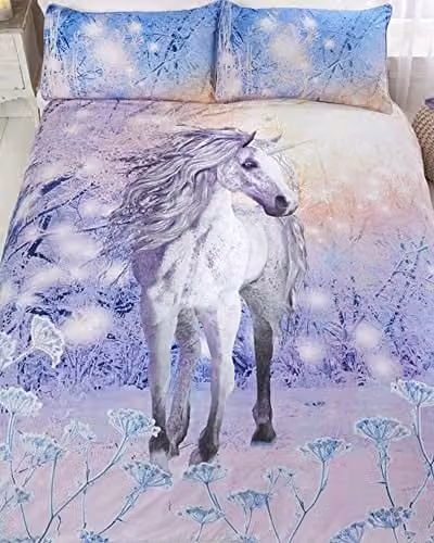 Rapport Home Magical Unicorn Duvet Cover and Pillowcase Set, Multicolour, W/D/H: 180 x 200 cm, Pillowcase: 50 x 75 cm