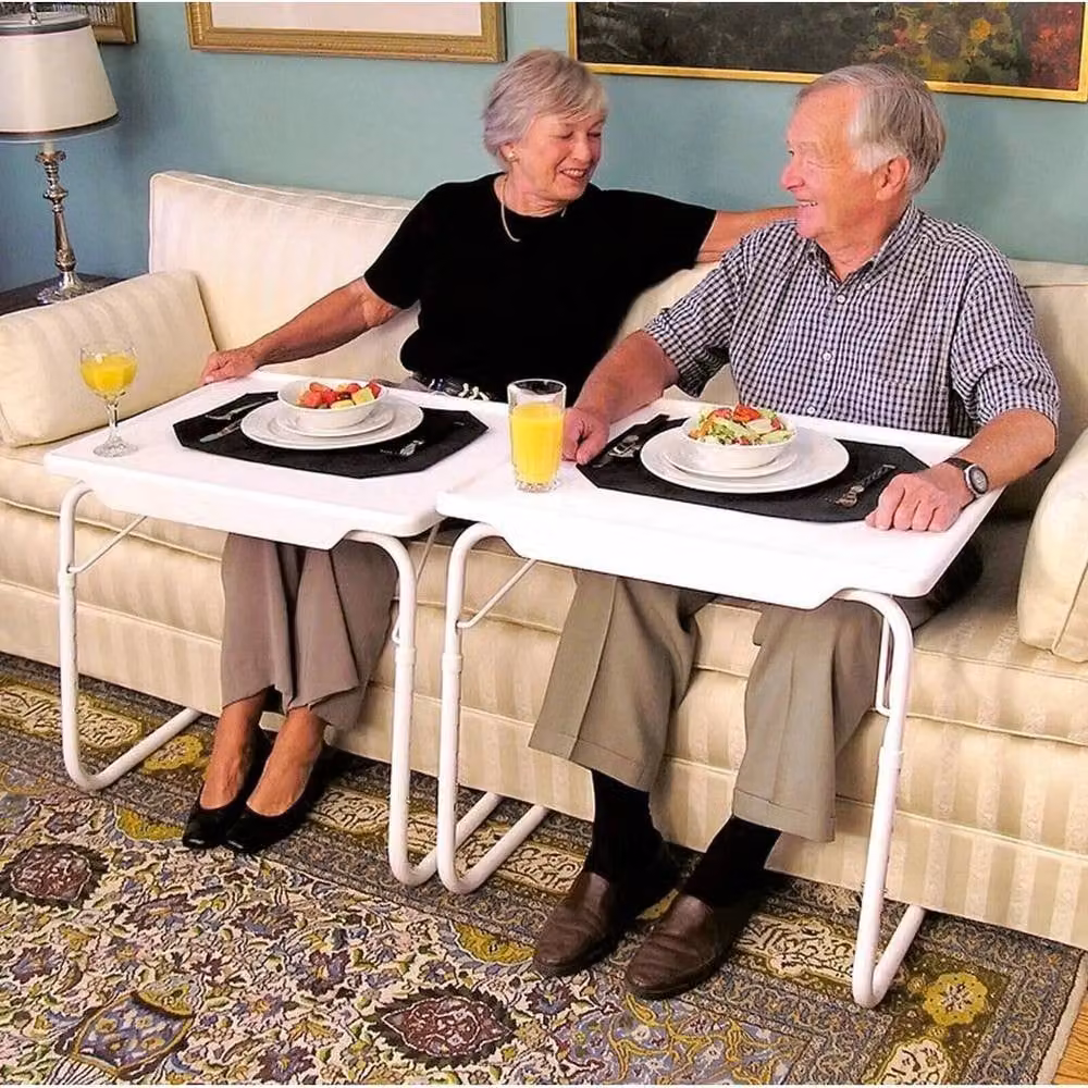 FORGEVIO Adjustable Folding Table in White with Tilting Top and Height Adjustment – 5