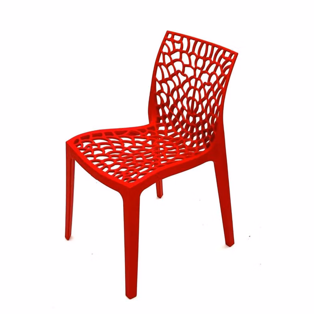 NESTLUNE Set of 4 Red Plastic Stackable Chairs – 2