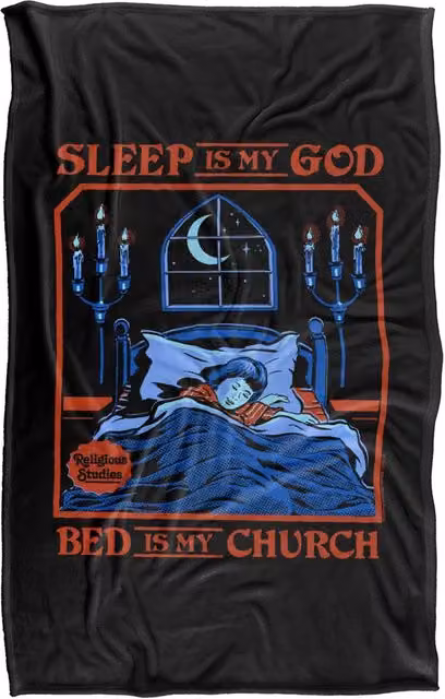 Steven Rhodes Sleep Is My God Super Soft Fleece Throw Blanket, Multicolour, W/D/H: 91 x 147 cm