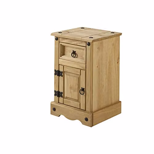 Mercers Furniture Corona Pine Wood Bedside Cabinet with 1 Door and 1 Drawer in Brown – 2