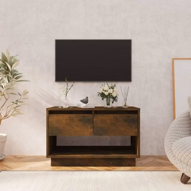 Berkfield Home Modern Smoked Oak TV Cabinet in Brown, W/D/H: 70 x 41 x 44 cm – 1