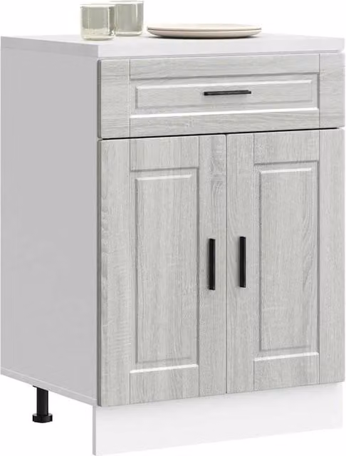 Berkfield Home Porto Grey Sonoma Kitchen Base Cabinet in Engineered Wood