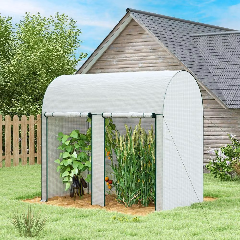 STILVORA White Walk-In Greenhouse with Zipped Doors, W/D/H: 200 x 100 x 178 cm – 2