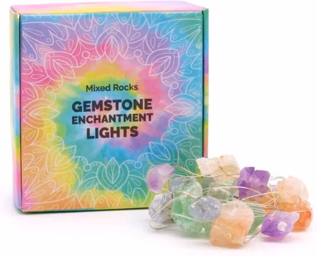 KDMD Gemstone Enchantment LED String Lights with 20 Multicolour Crystal Rocks and Warm White Glow
