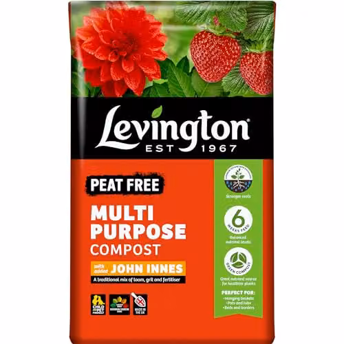 Levington Peat Free Multipurpose Compost for Ornamental and Vegetable Gardens, 40 Litres, Brown