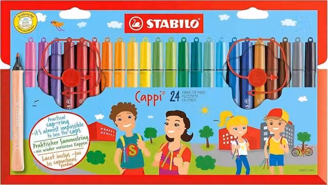 STABILO Cappi Fibre-Tip Pens in Multi-colour, 24 Pack