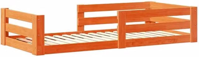 Berkfield Home Decorative Solid Wood Pine Bed Frame in Waxed Brown, W/D/H: 80 x 200 cm – 1