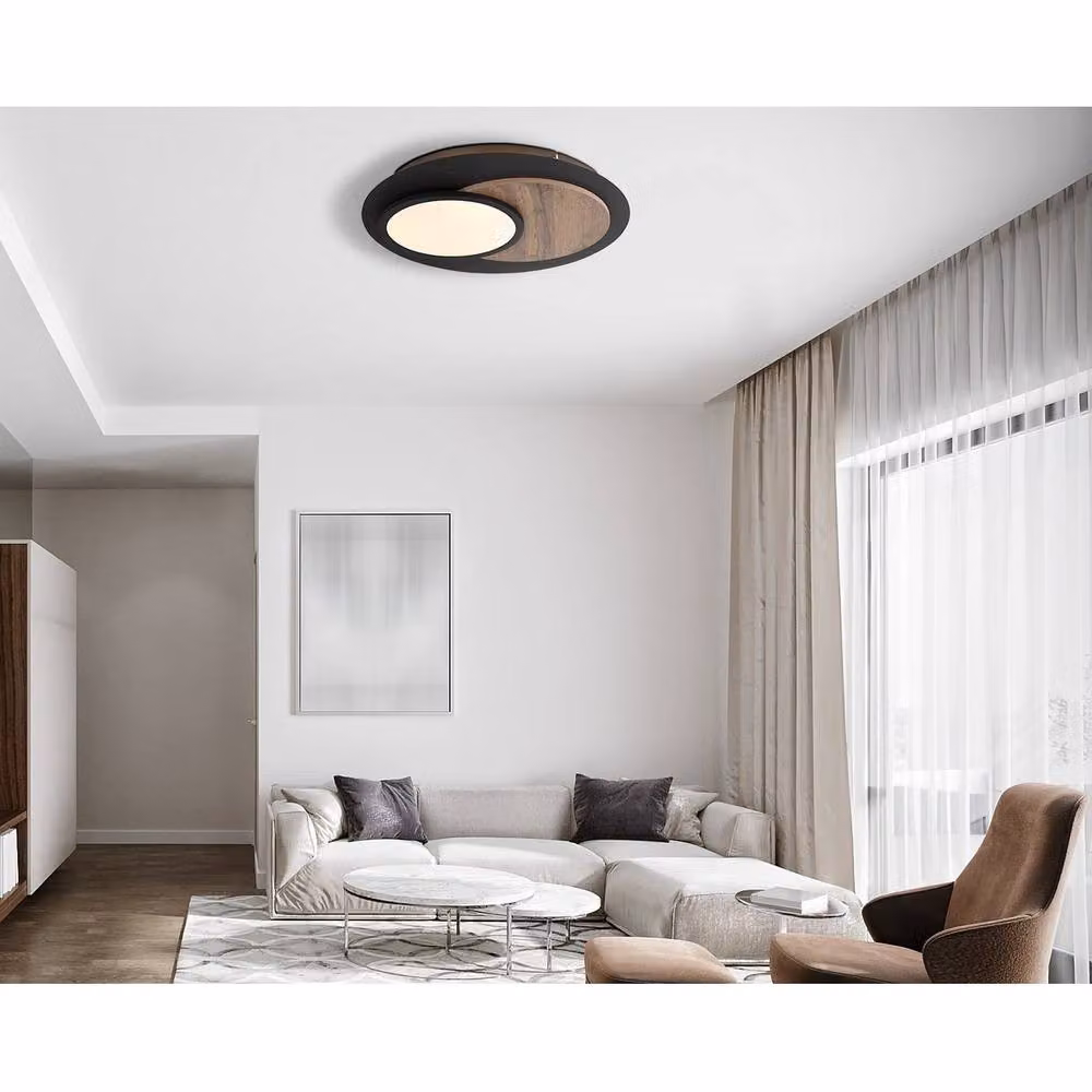 Netlighting Kory Semi Flush Ceiling Light in Matt Black with Warm White LED 3000K – 2