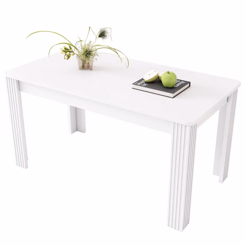 Rolipo Modern 4 Seater Rectangular MDF Wood Dining Table in White – 2