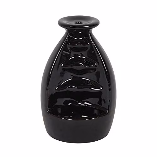 Something Different Black Ceramic Cocoon Backflow Incense Burner, H 10.5 cm x W 6.5 cm – 1