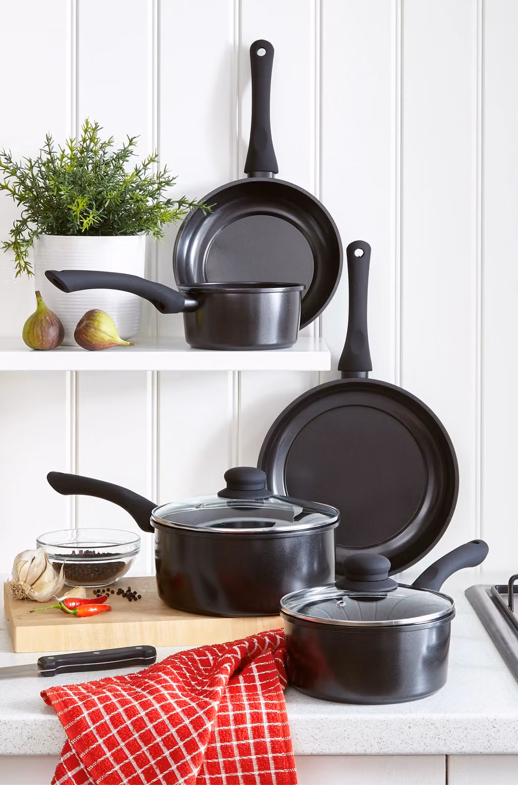 Cermalon 5-Piece Black Carbon Steel Cookware Set with Non-Stick Ceramic Coating – 2