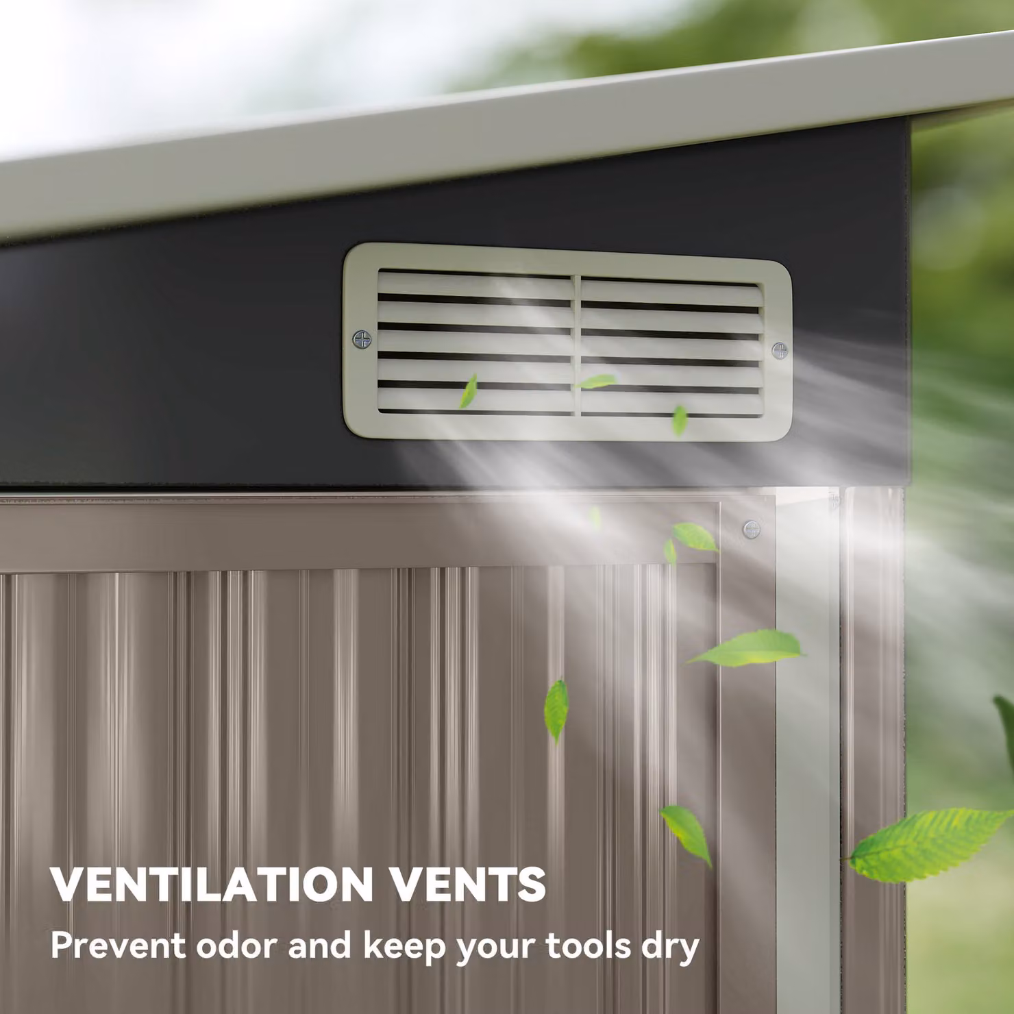 Outsunny Metal Garden Storage Pent Shed in Light Grey with Lockable Double Doors and Side Vents – 7