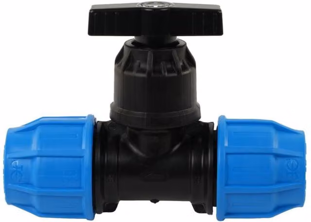 John Guest Straight MDPE Compression Stop Tap in Blue