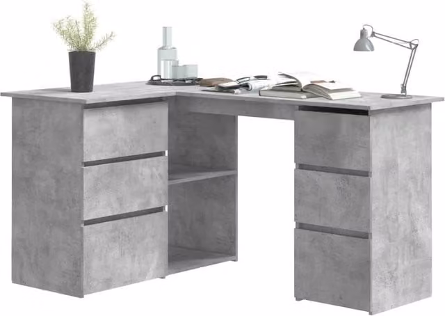 Berkfield Home Durable Corner Desk in Concrete Grey, W/D/H: 145 x 100 x 76 cm – 1