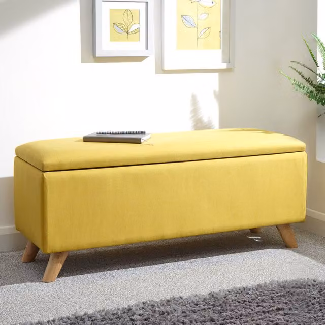 GFW Secreto Ottoman Storage Bench in Yellow