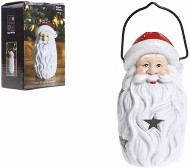 KDMD Light Up Santa Lanterns, 3 Pack, White, Height: 13.5 cm