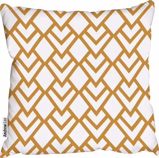 Benjamin Tate Design LTD Triangle Gold Tiles Cushion, Gold and Yellow, W/D/H: 60 x 60 x 60 cm