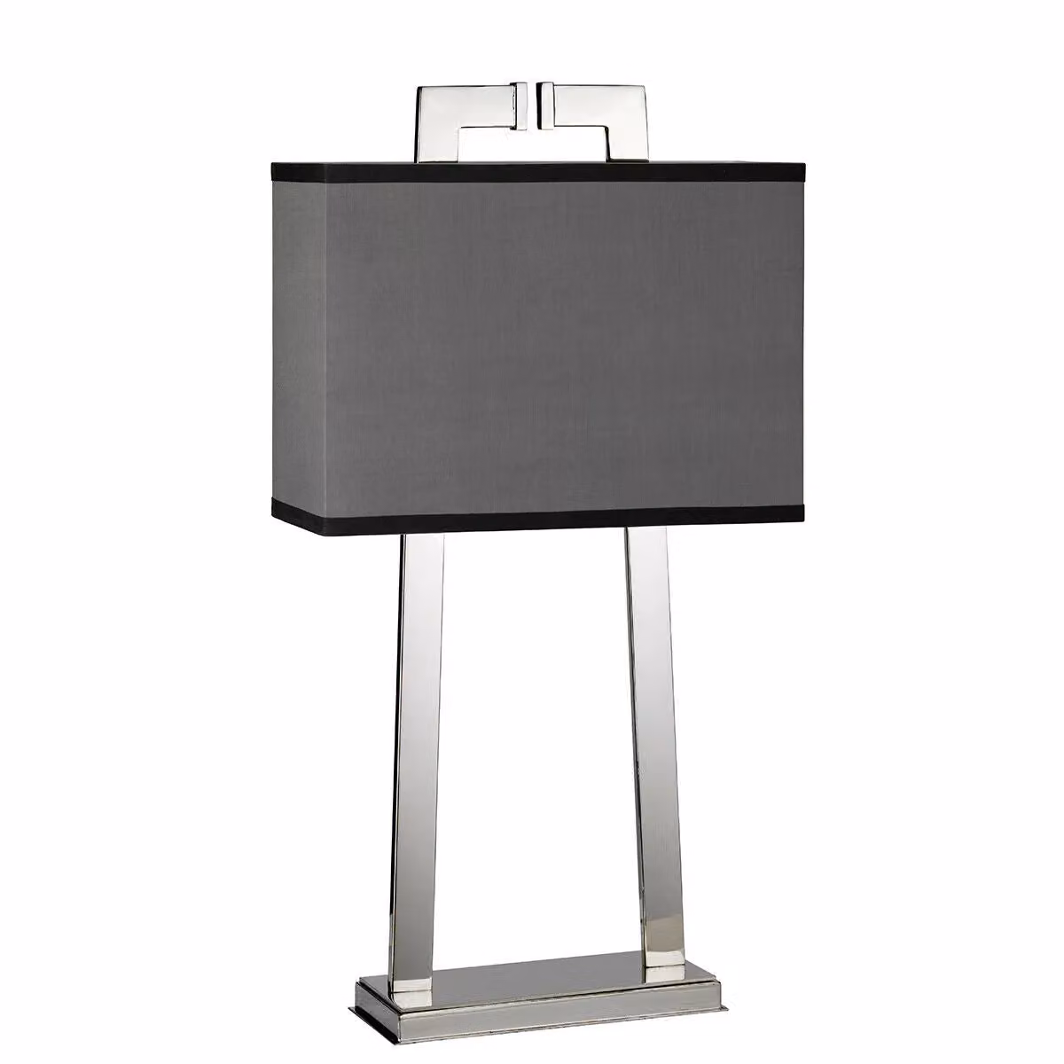 Loops Table Lamp with Grey Fabric Shade and Polished Silver Nickel Finish, E27 60W LED Compatible – 2