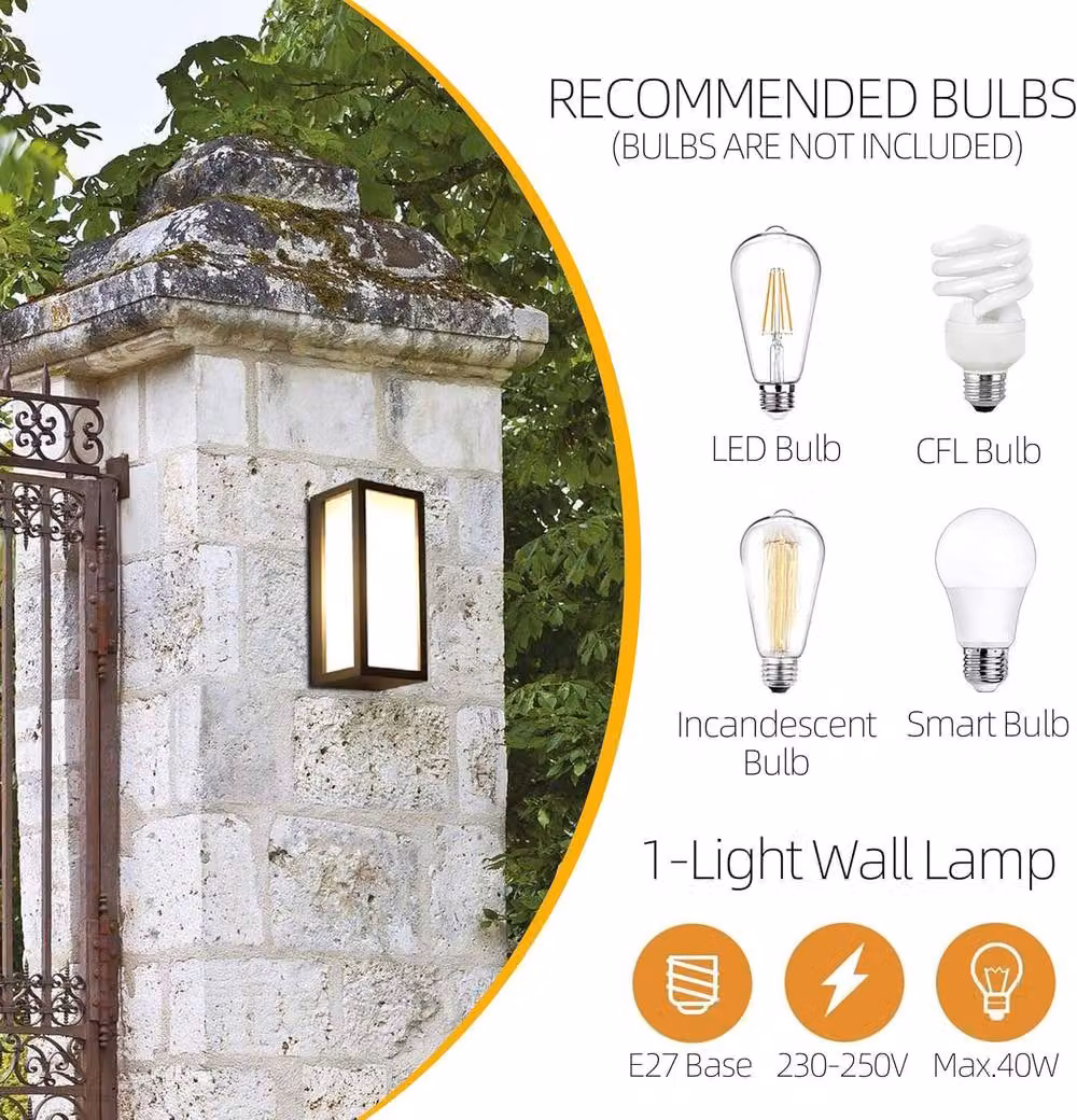 COMELY Modern Black Outdoor Wall Lantern, 18W Aluminium IP65 Waterproof Garden Light – 9