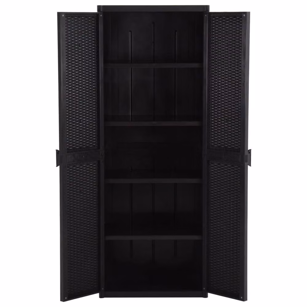 Berkfield Home Garden Storage Cabinet in Black PP Rattan, W/D/H: 65 x 45 x 172 cm – 3