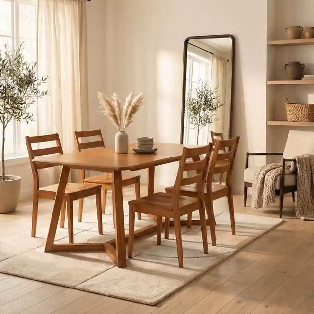 FurnitureboxUK Lulworth Walnut Effect Wood Dining Table and 4 Lynton Chairs in Brown