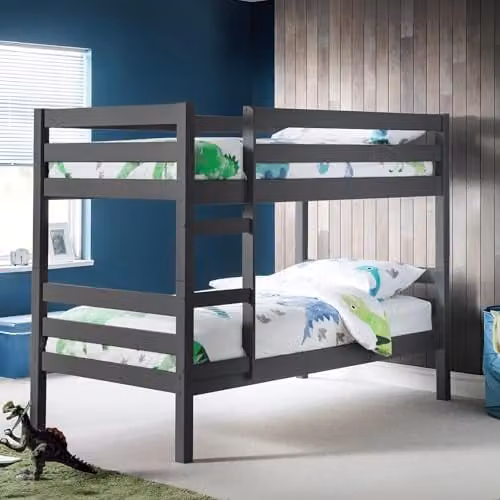 Julian Bowen Camden Two-Level Bunk Bed Frame in Anthracite Grey Solid Wood