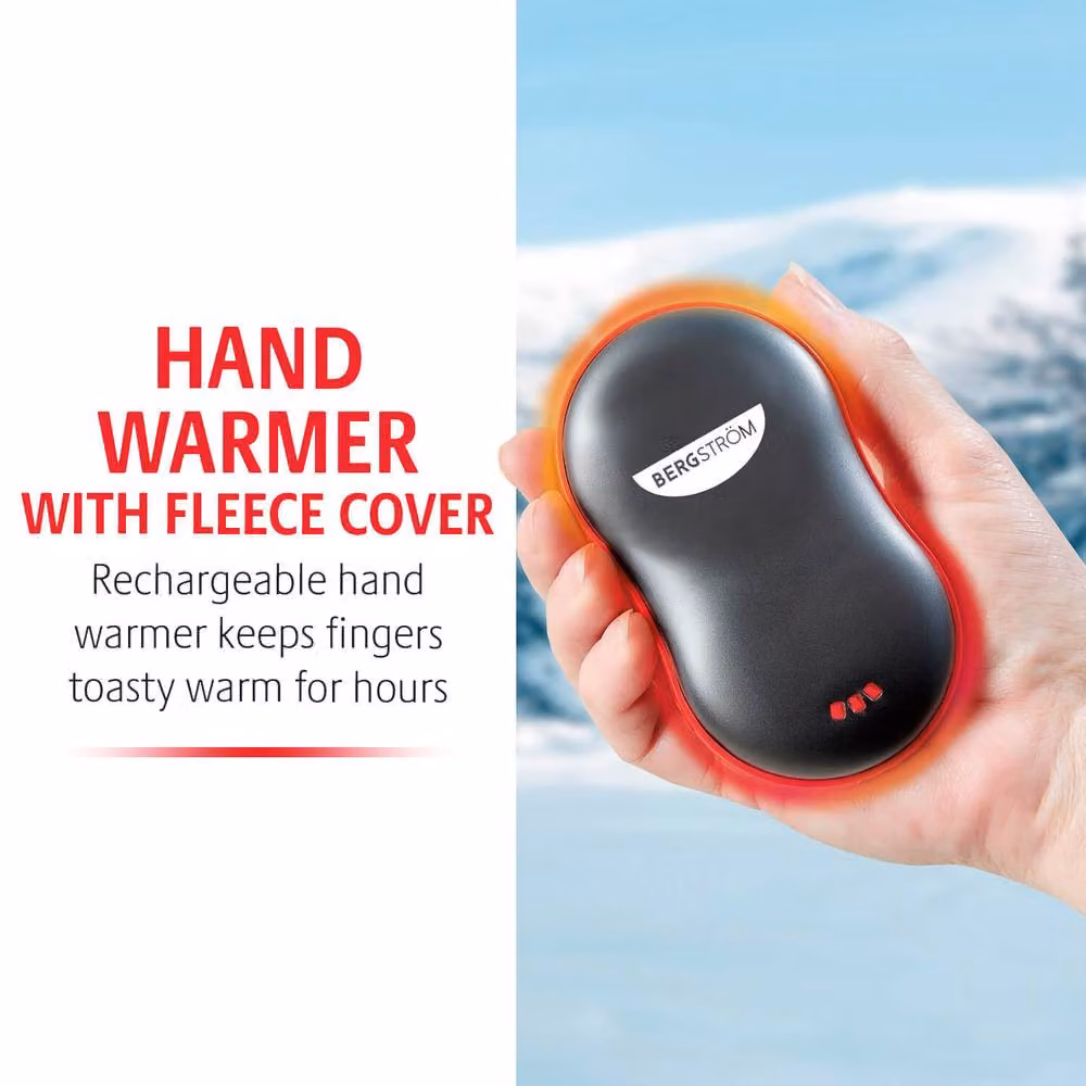 Bergstrom Rechargeable Hand Warmer with Fleece Cover in Black and Multicolour – 2