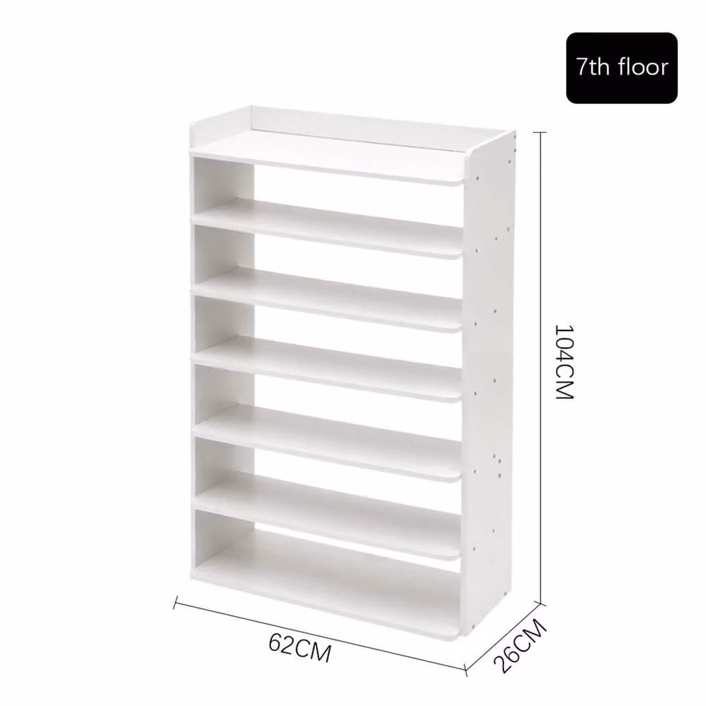 FLAVORA 7 Tier Wooden Hallway Shoe Rack with Open Shelves, White – 2