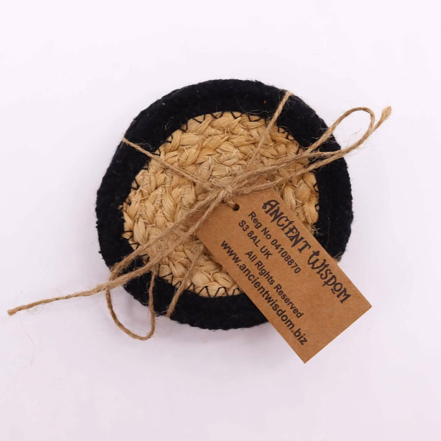 KDMD Natural Jute and Cotton Coaster Set of 4 with Black Border – 2