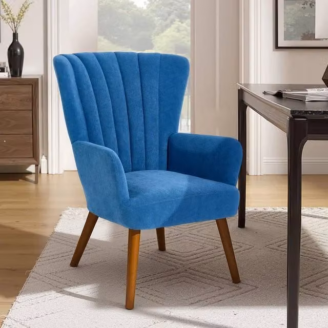 EONLION Modern Blue Velvet Accent Chair with Armrests