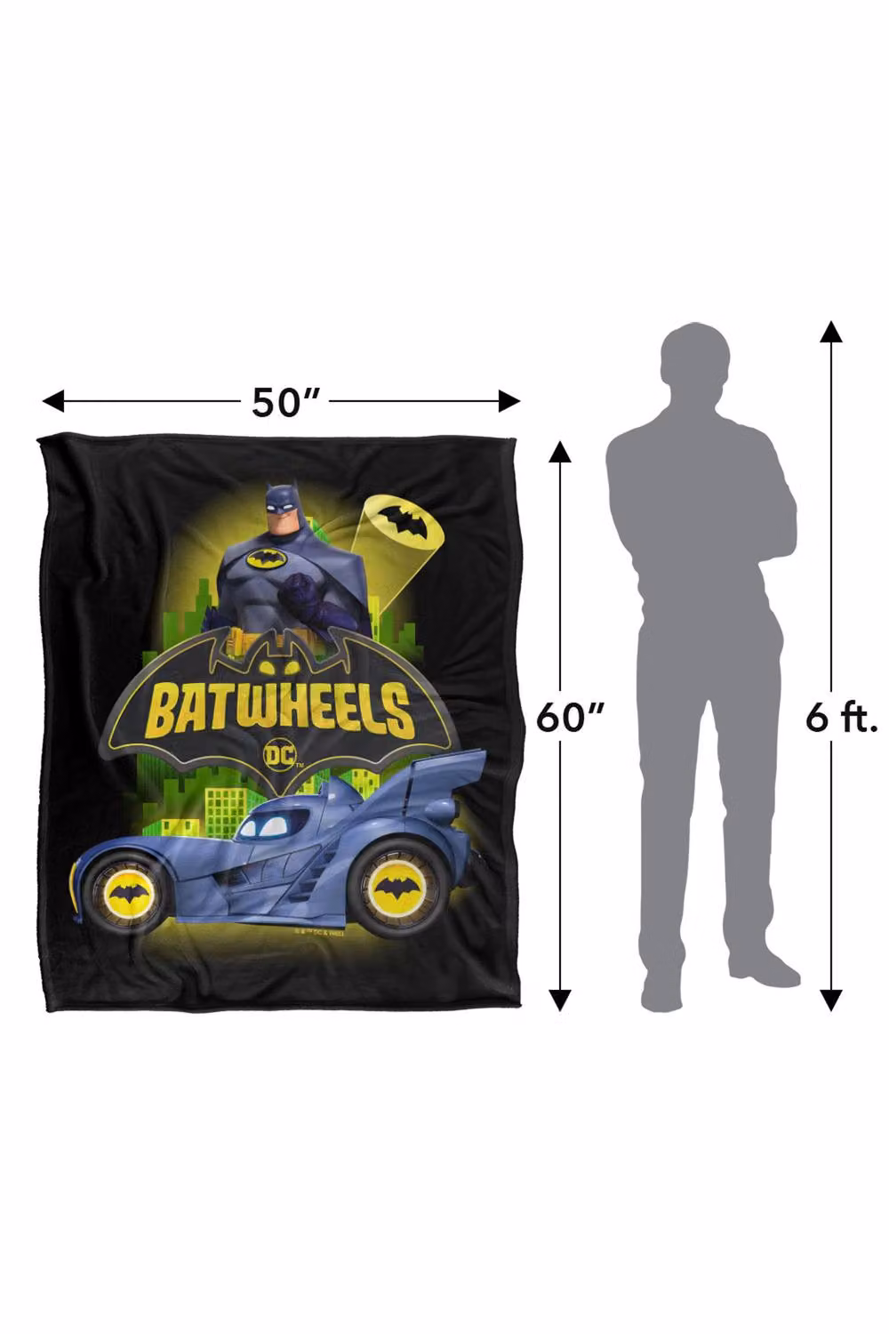 Warner Bros. Batwheels The Bat & His Wheels Extra Large Super Soft Fluffy Polyester Throw Blanket in Multicolour – 3