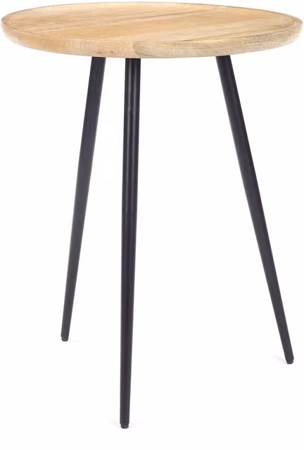 Elm Home And Garden Round Solid Mango Wood Side Table in Brown, H 52 cm x W 65 cm x D 52 cm