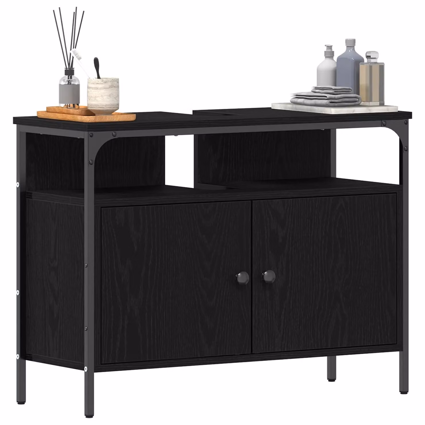 Berkfield Home Black Oak Bathroom Sink Cabinet W/D/H: 80 x 30 x 60 cm – 2