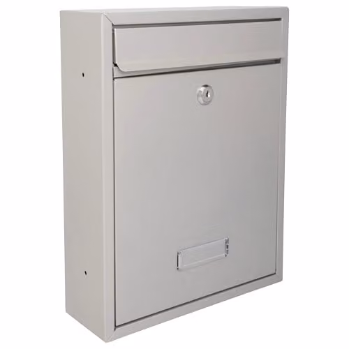 Burg-Wächter MB19S Trent Wall Mounted Lockable Weatherproof Steel Post Box, Silver W/D/H: 26 x 34 x 9 cm
