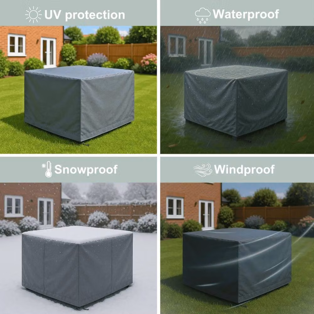 NESTLUNE Waterproof Garden Table Cube Furniture Cover in Dark Green, W/D/H: 100 x 15 cm – 3