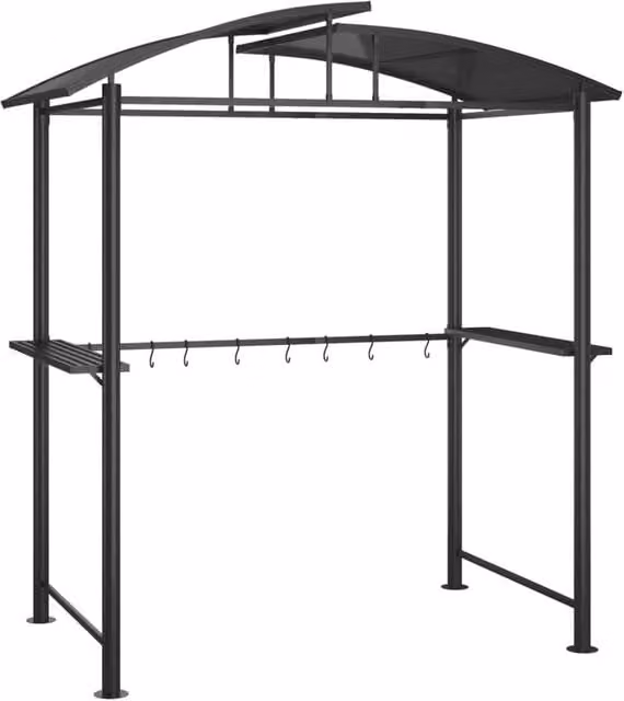 Berkfield Home Curved BBQ Gazebo with Side Shelves in Anthracite, W/D/H: 210 x 114 x 230 cm – 1