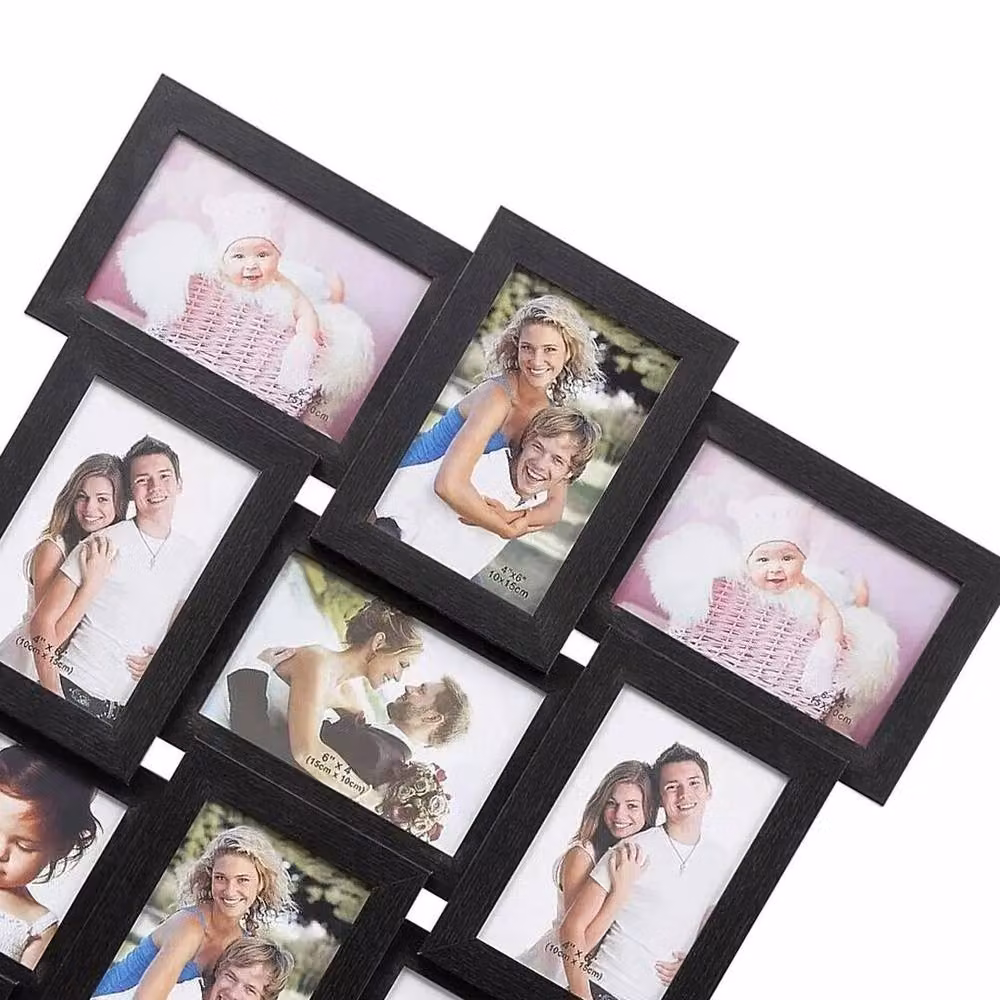 KORVIXA Black Multi Picture Frame Collage Aperture Photo, Wood, Rectangular, 59.0 x 59.0 cm – 2