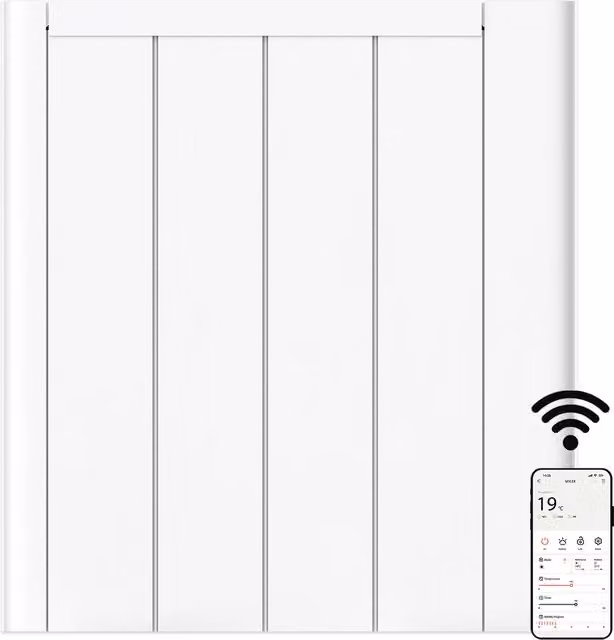 Mylek Ceramic Panel Heater Electric Radiator with WIFI Smart App Control, White, Width: 52.5 cm