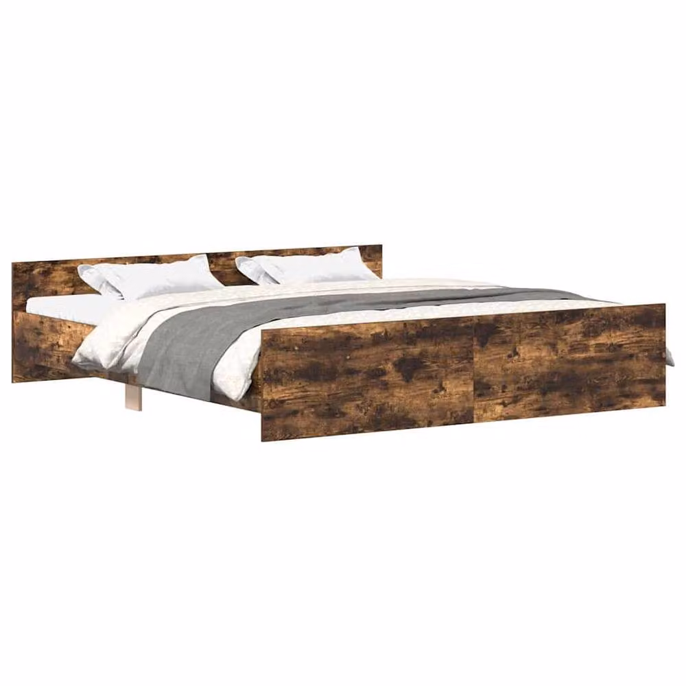 Berkfield Home Durable Bed Frame with Headboard and Footboard in Smoked Oak Brown, W/D/H: 160 x 200 cm – 3