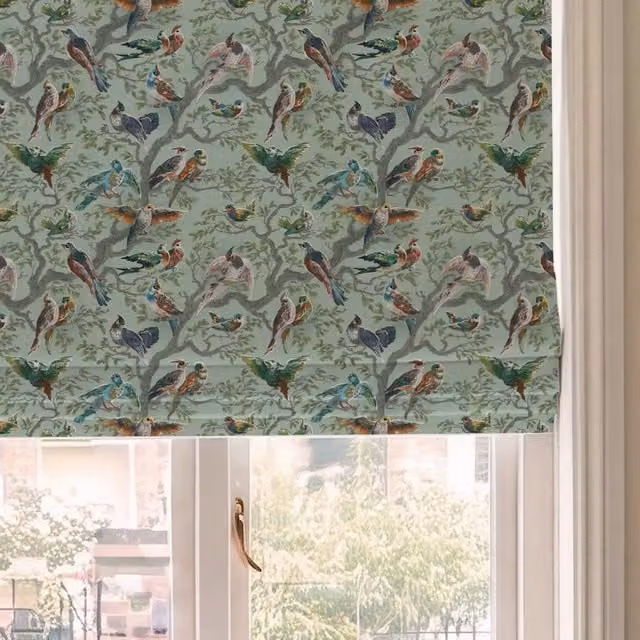 House Llewelyn-Bowen Birdity Absurdity Made To Measure Roman Blind in Emerald Green