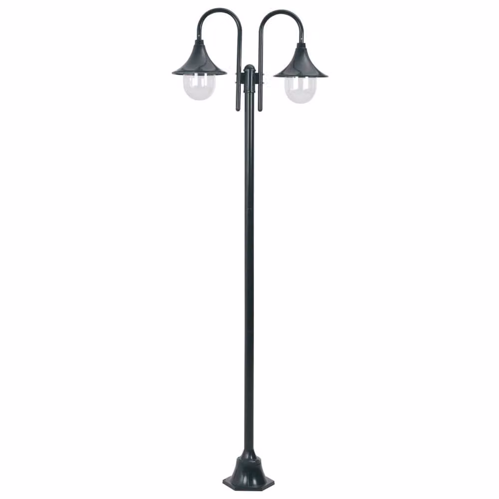 Berkfield 2-Lantern Garden Post Light, Dark Green Aluminium, Height: 220 cm – 2