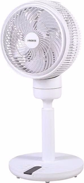 AREBOS White Height Adjustable Floor Fan with 3D Oscillation and 4 Power Levels, 55W